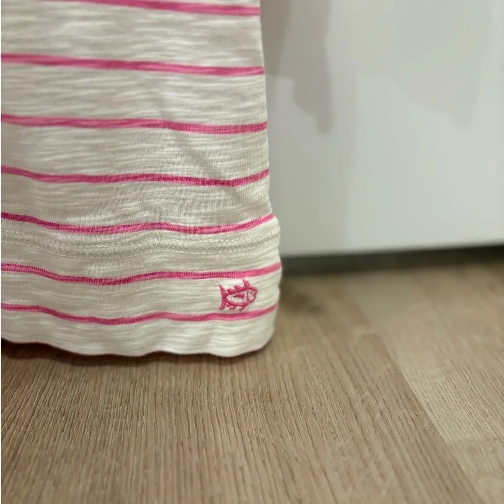 Southern Tide Pink and White Striped Hoodie Top - Picture 3 of 5